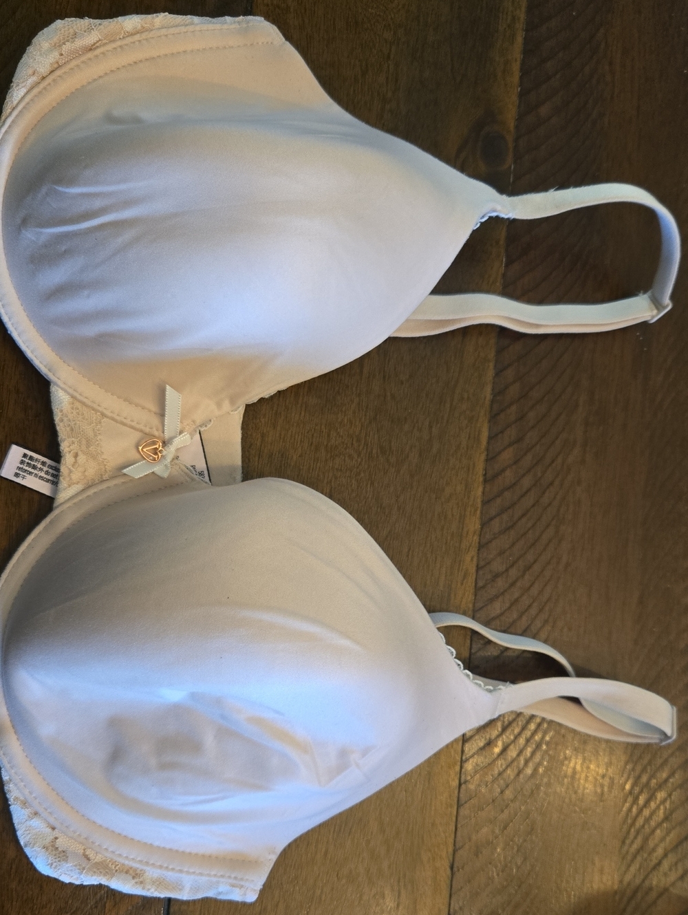 Victoria's Secret White Padded Lace-Trim T-Shirt Bra